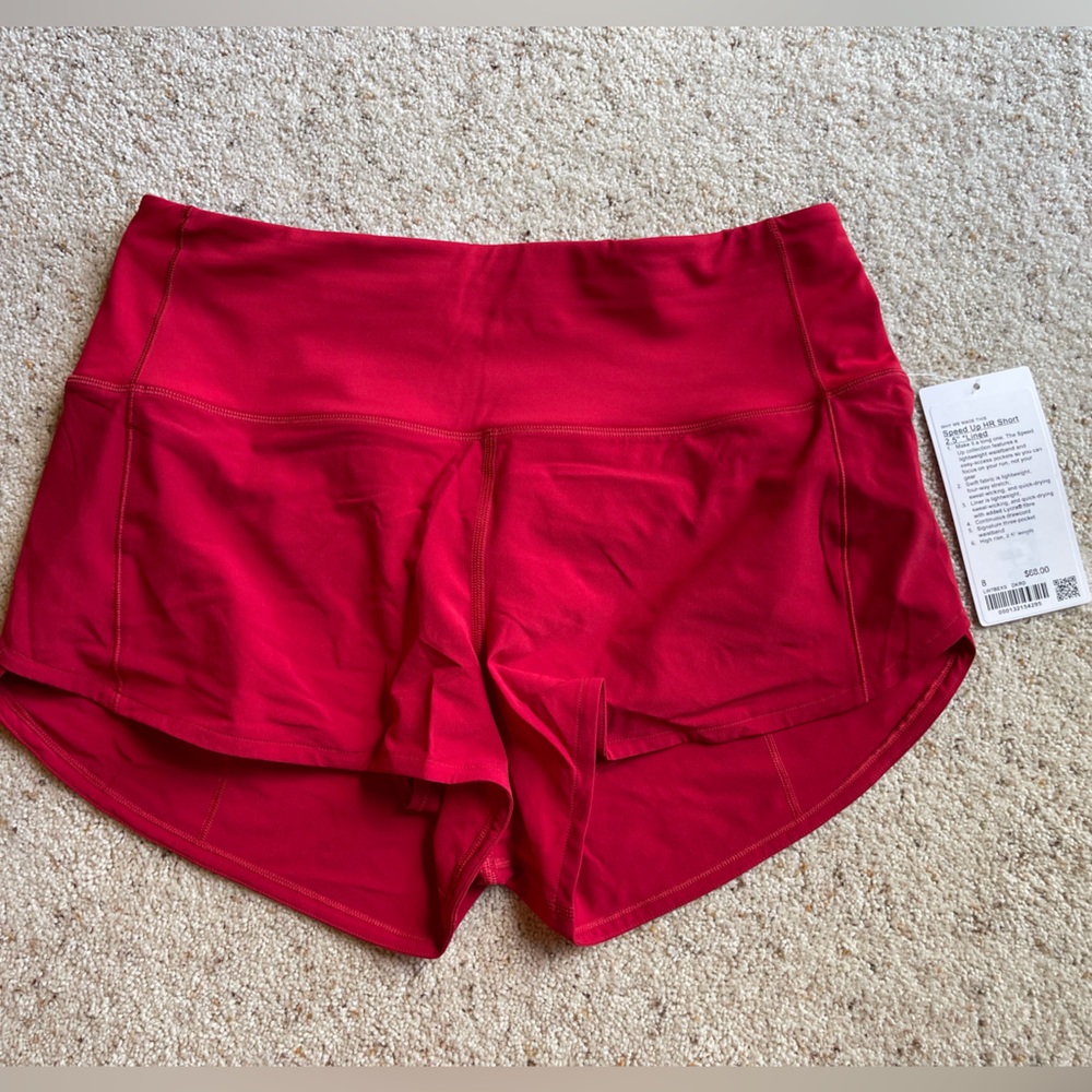 Red LuLulemon Speed Up shorts